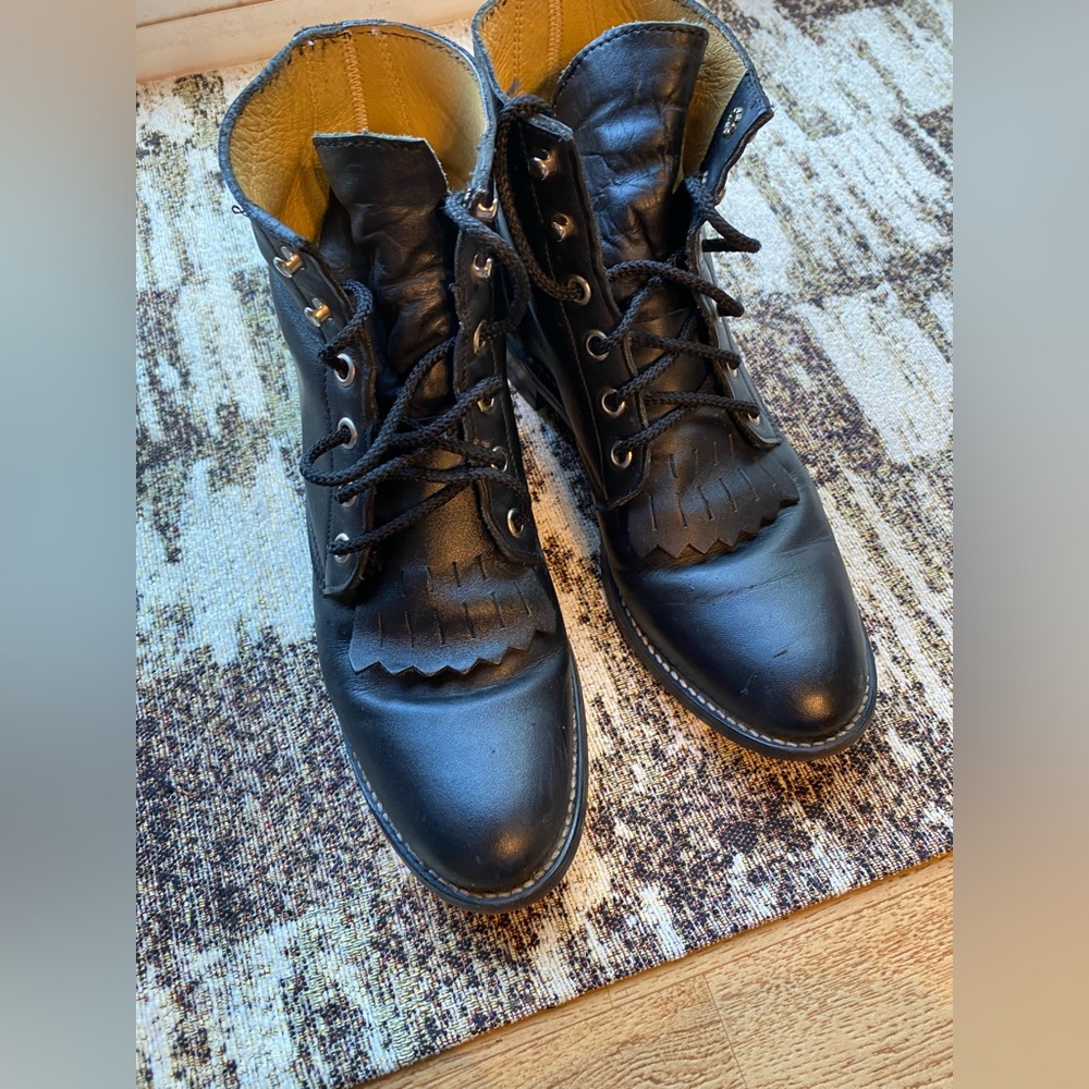 Justin Boots Black Leather Heeled Boots